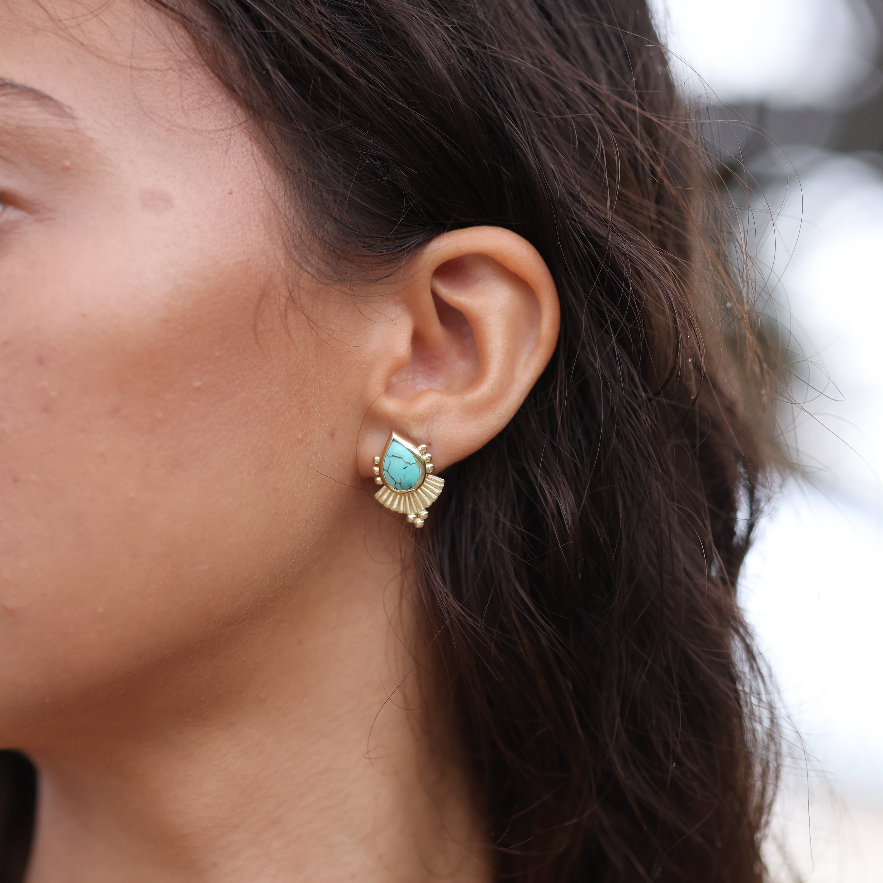Cleopatra Turquoise Gold Earrings