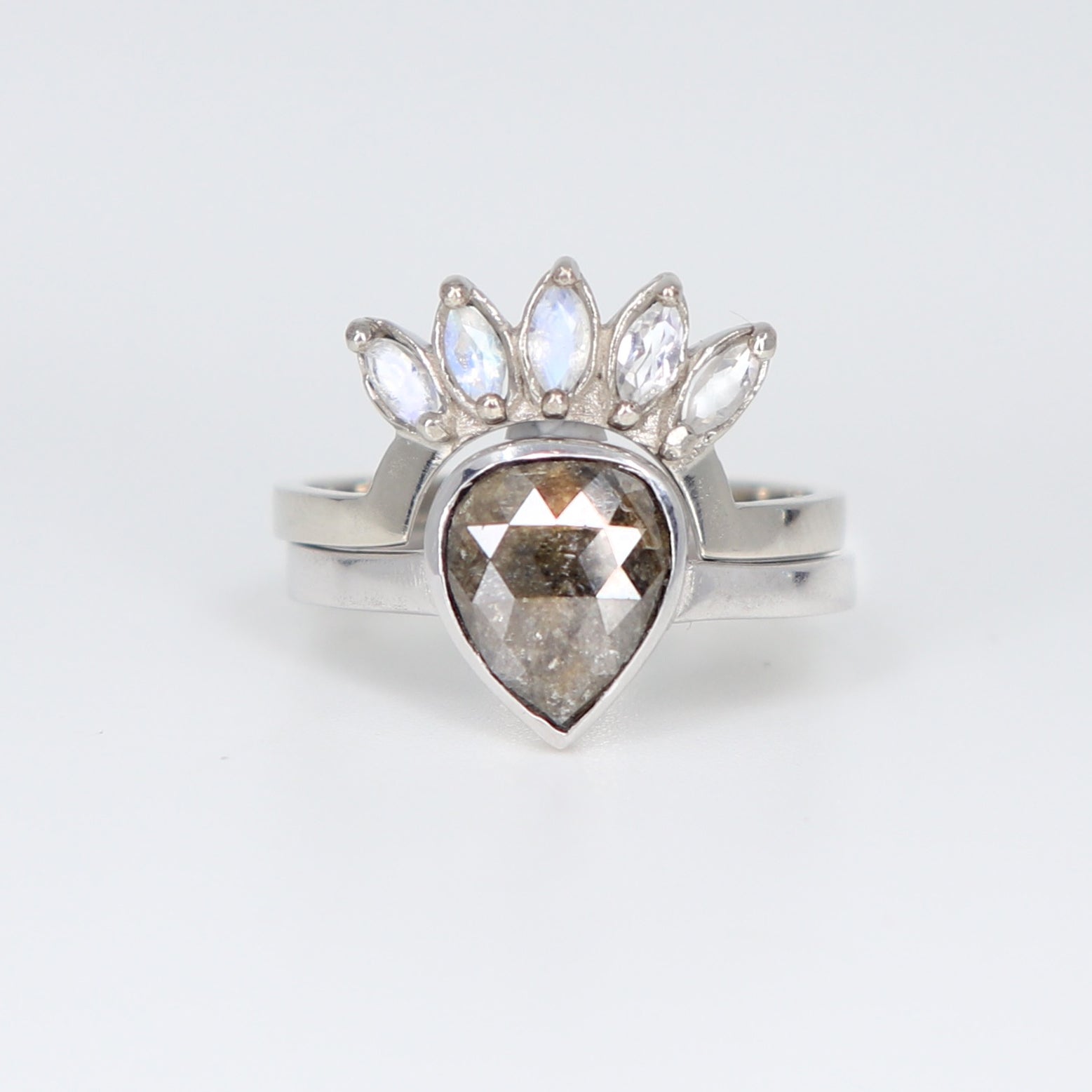 Double Stack Grey Diamond and Moonstone Set