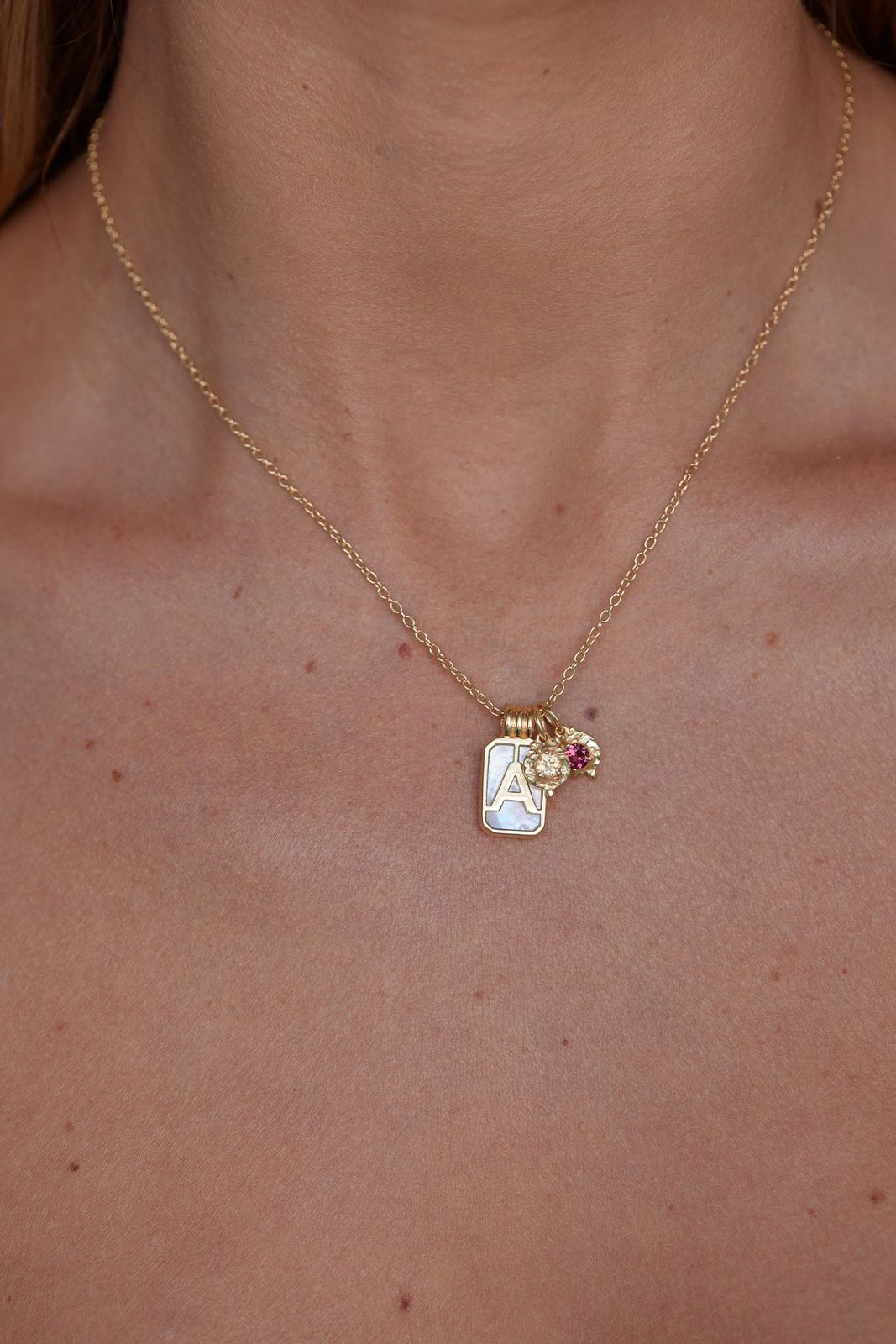 October Opal Gold Birthstone Necklace Charm