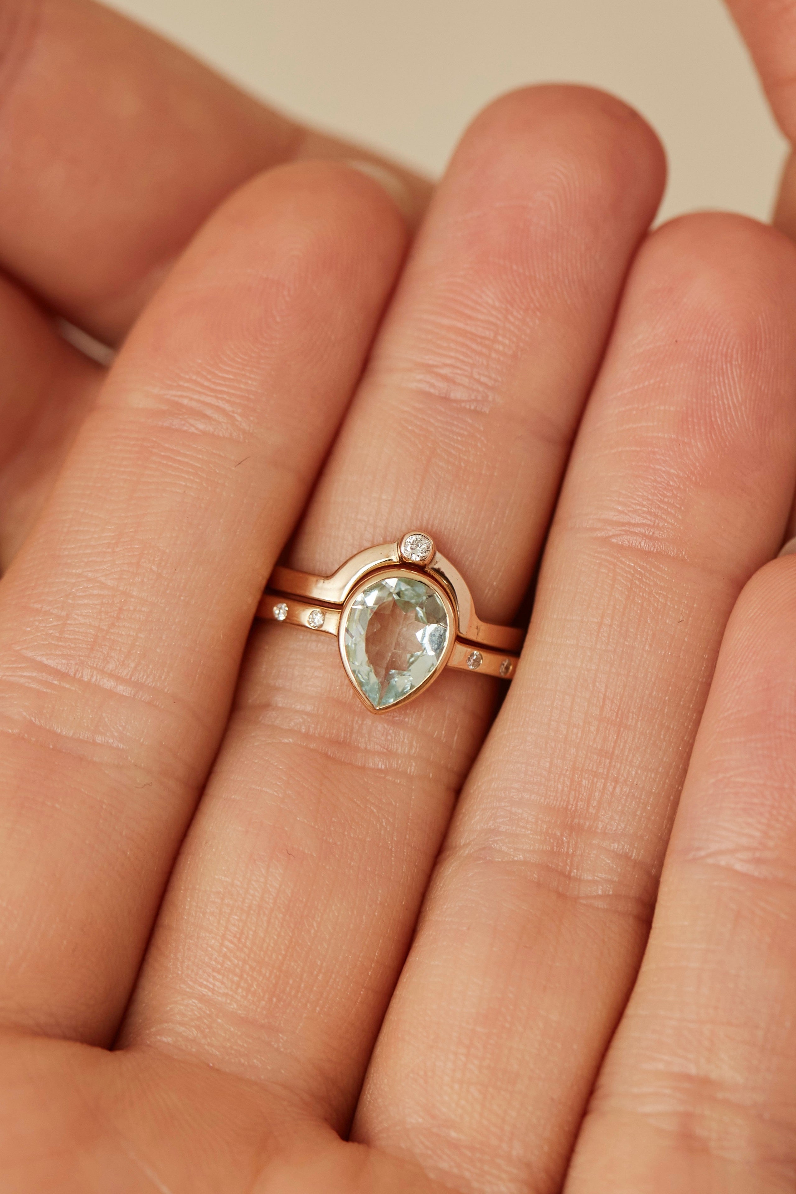 Yellow Gold Diamond Crescent Ring
