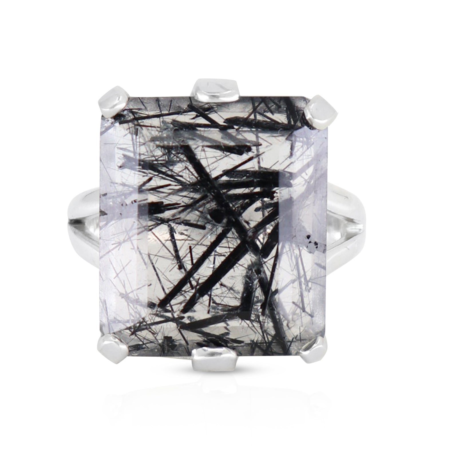 Etheria Black Rutilated Quartz Silver Ring