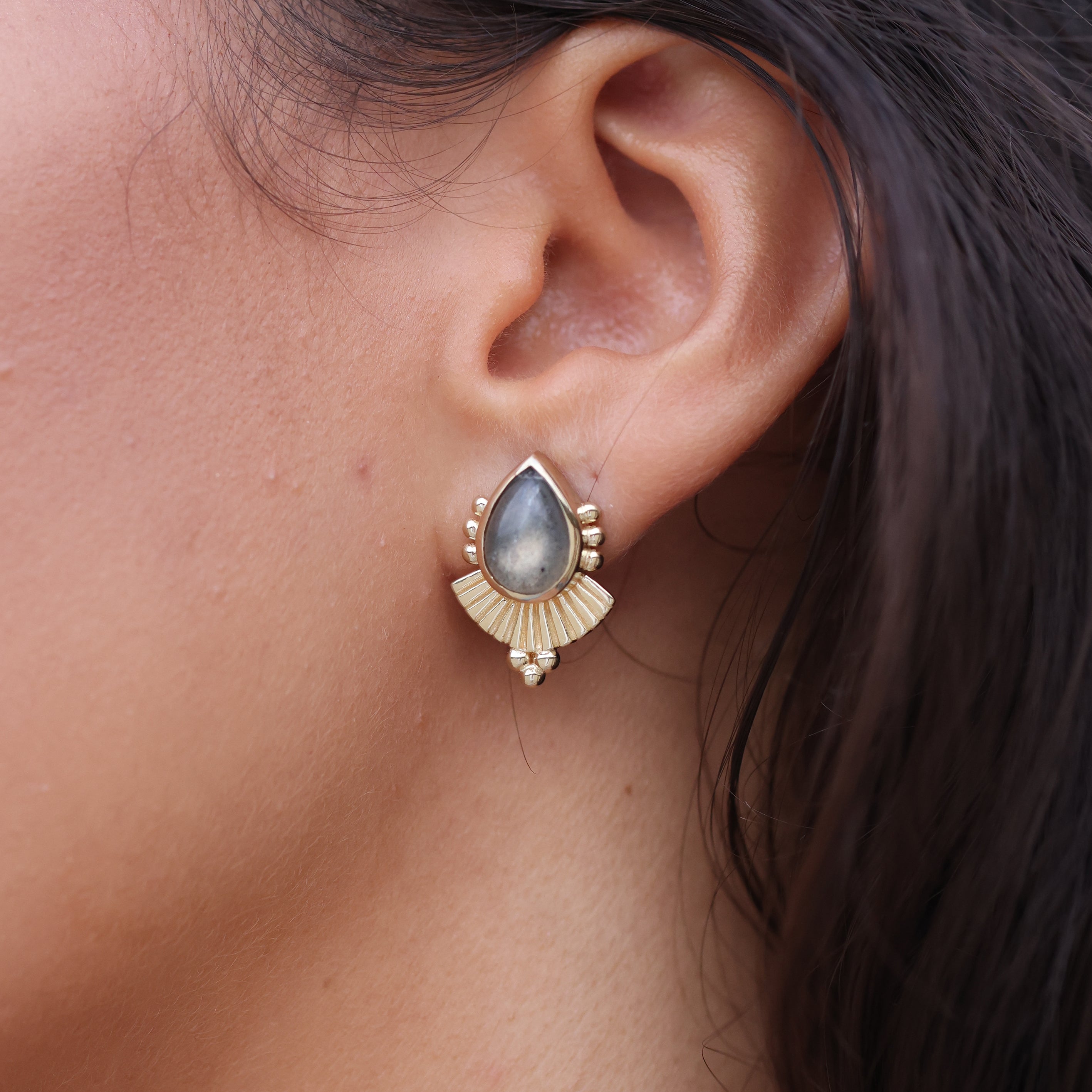 Cleopatra Labradorite Gold Earrings