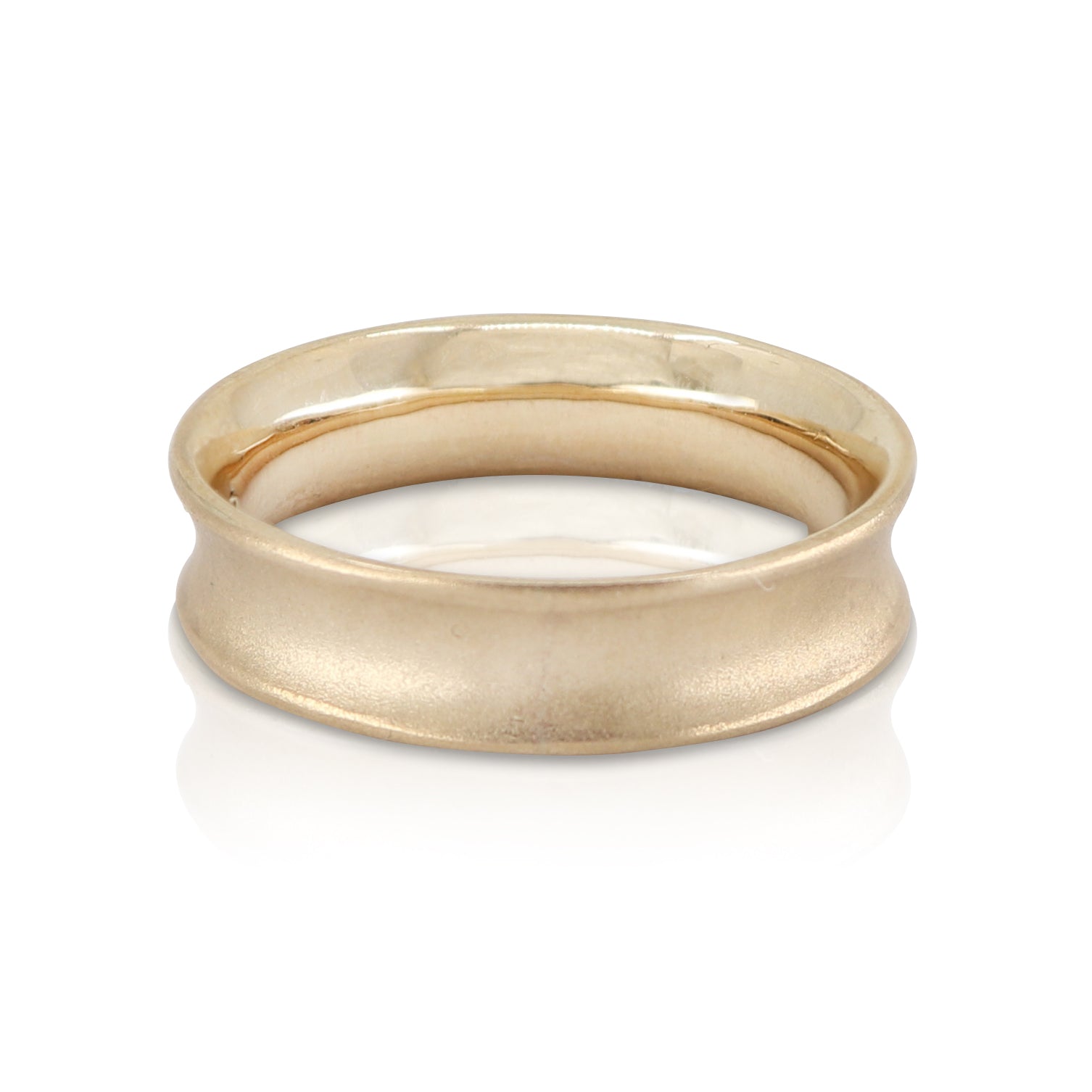 Mens Concave Wedding Band Yellow Gold