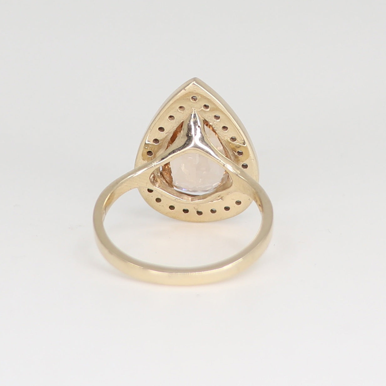 One of a kind Morganite and White Diamond Ring Yellow Gold