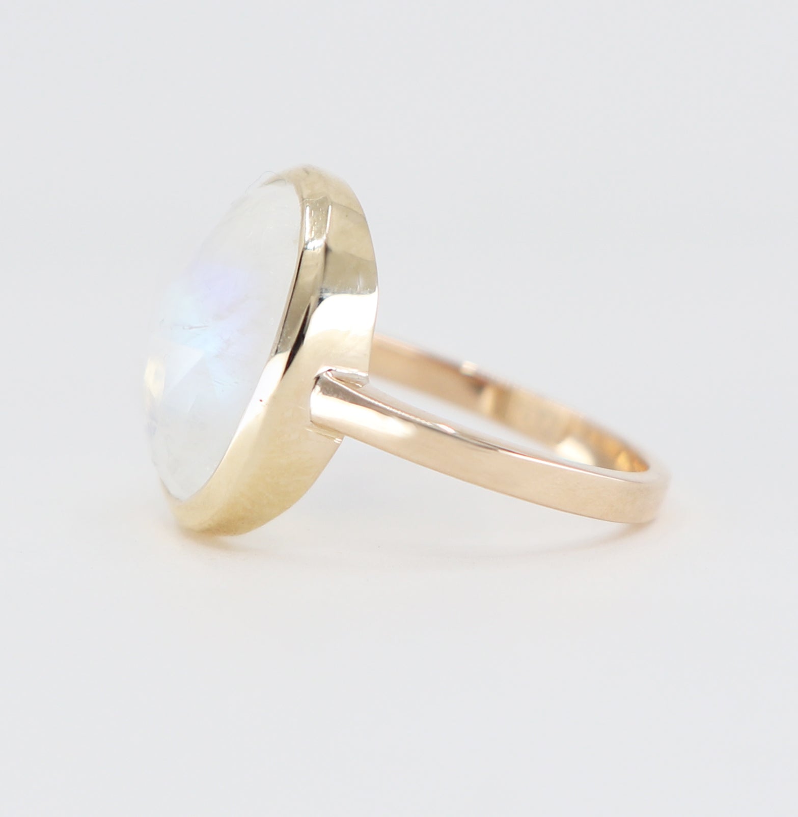 Faceted Oval Moonstone Ring