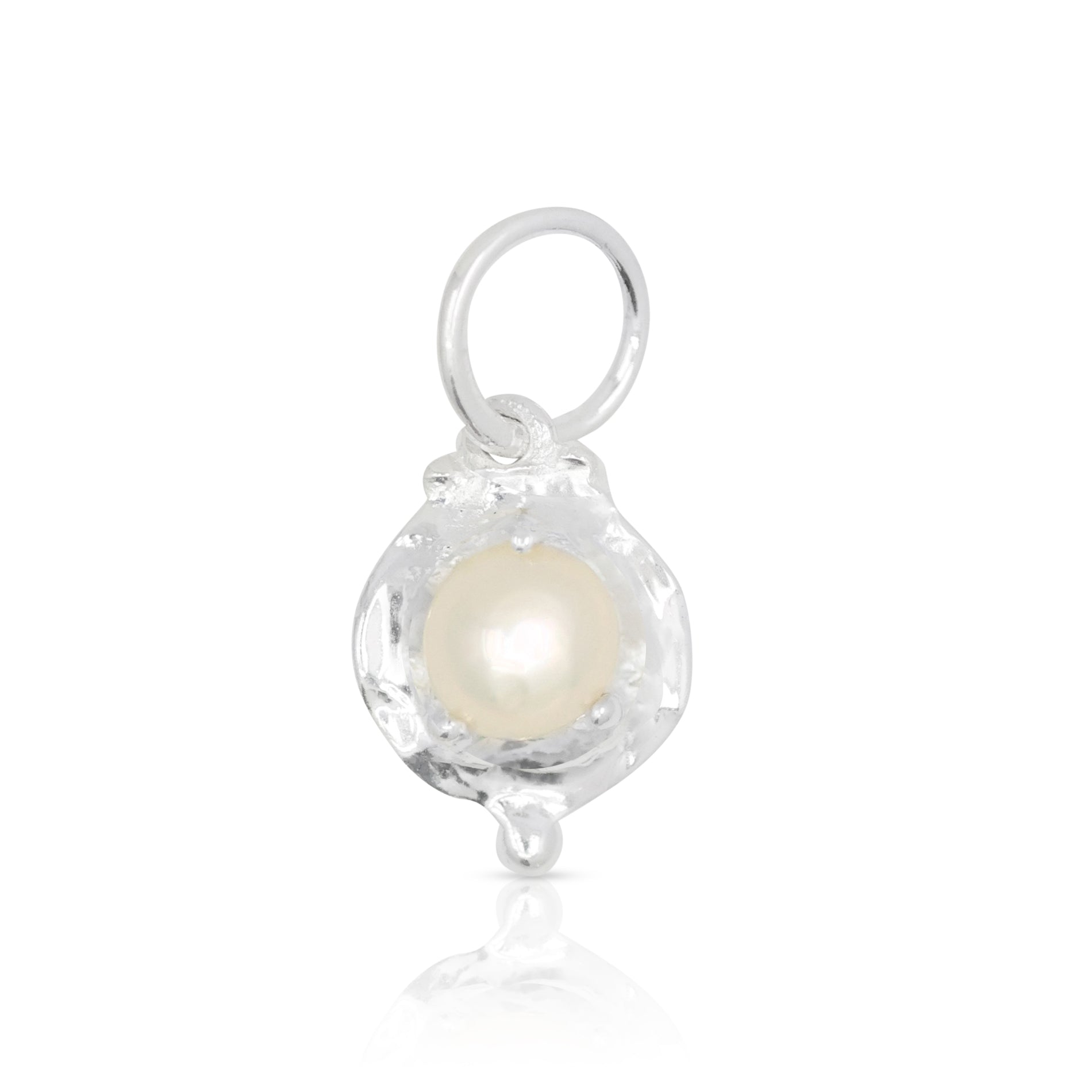 June Pearl Silver Birthstone Necklace Charm