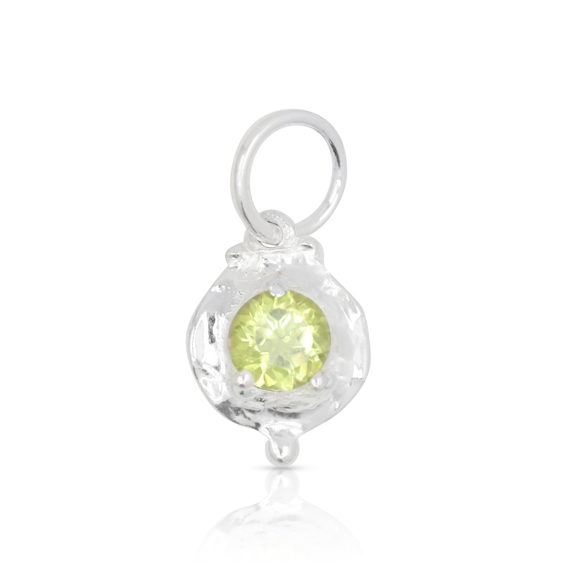 August Peridot Silver Birthstone Necklace Charm