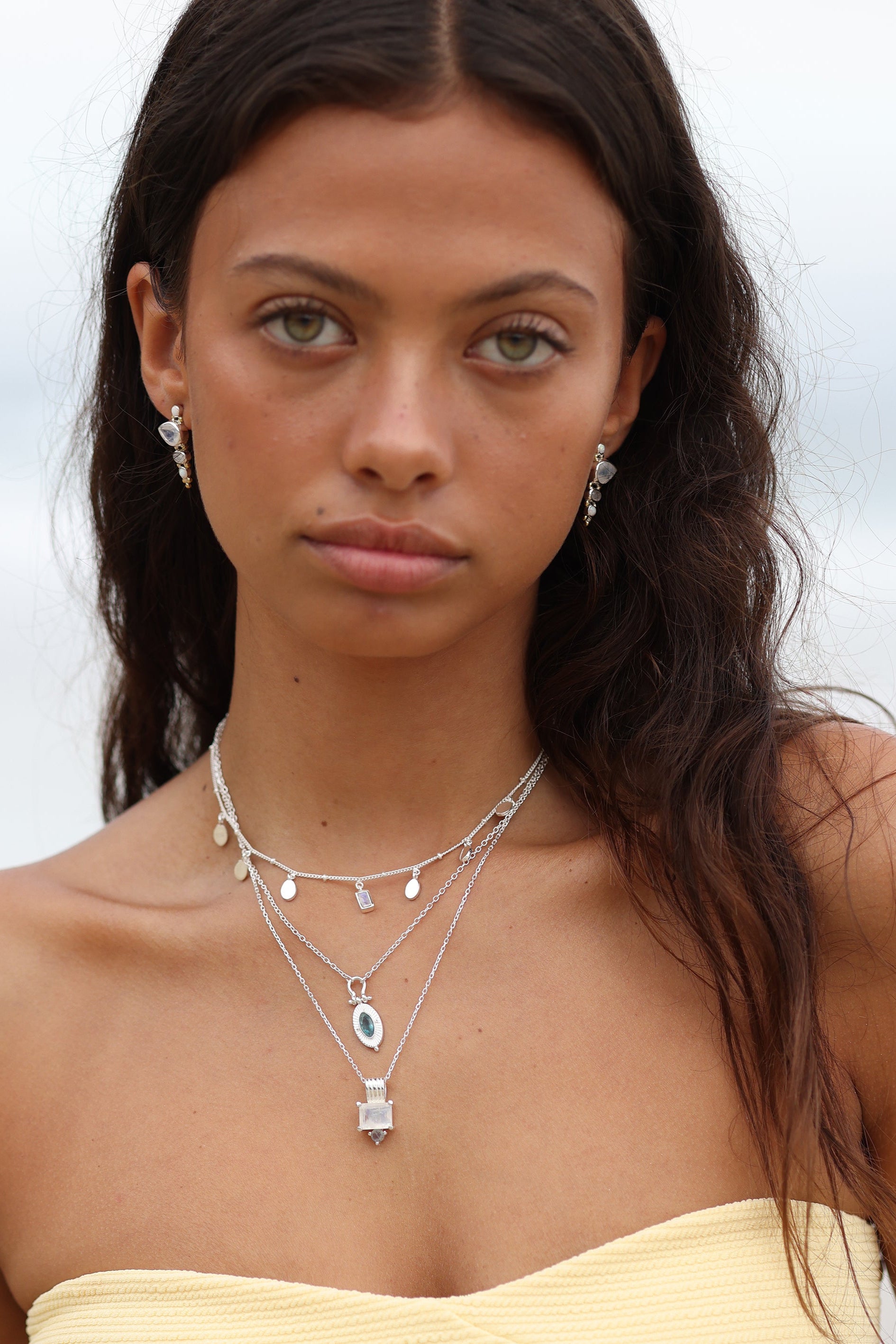 Petal Moonstone Silver Necklace