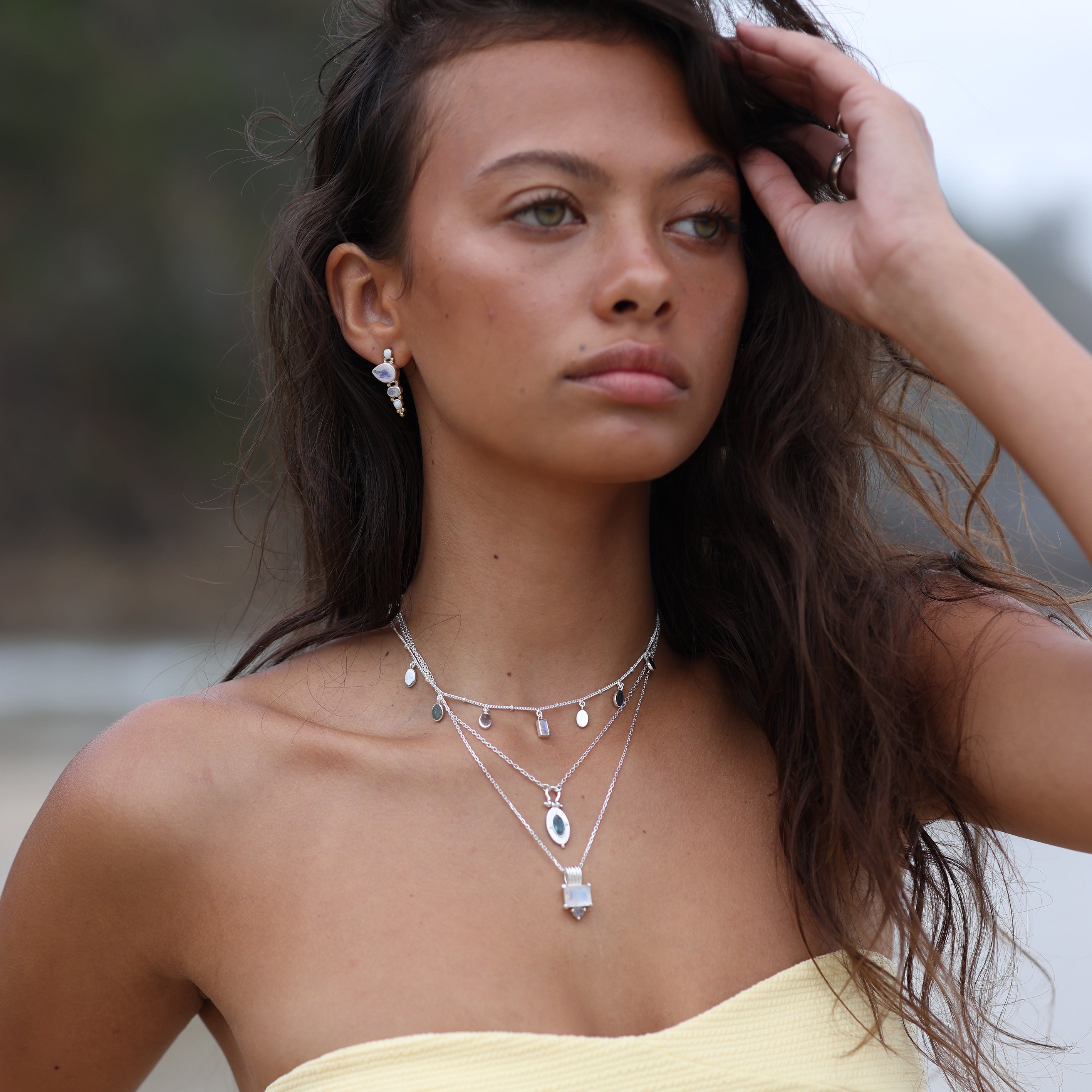 Priya Moonstone Silver Necklace