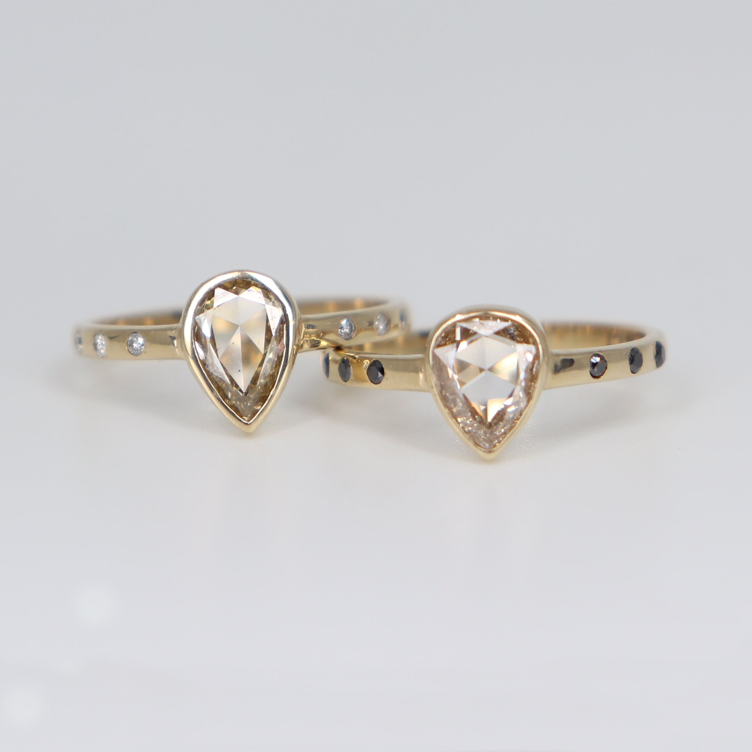 Rose cut champagne and white diamond Poppy ring