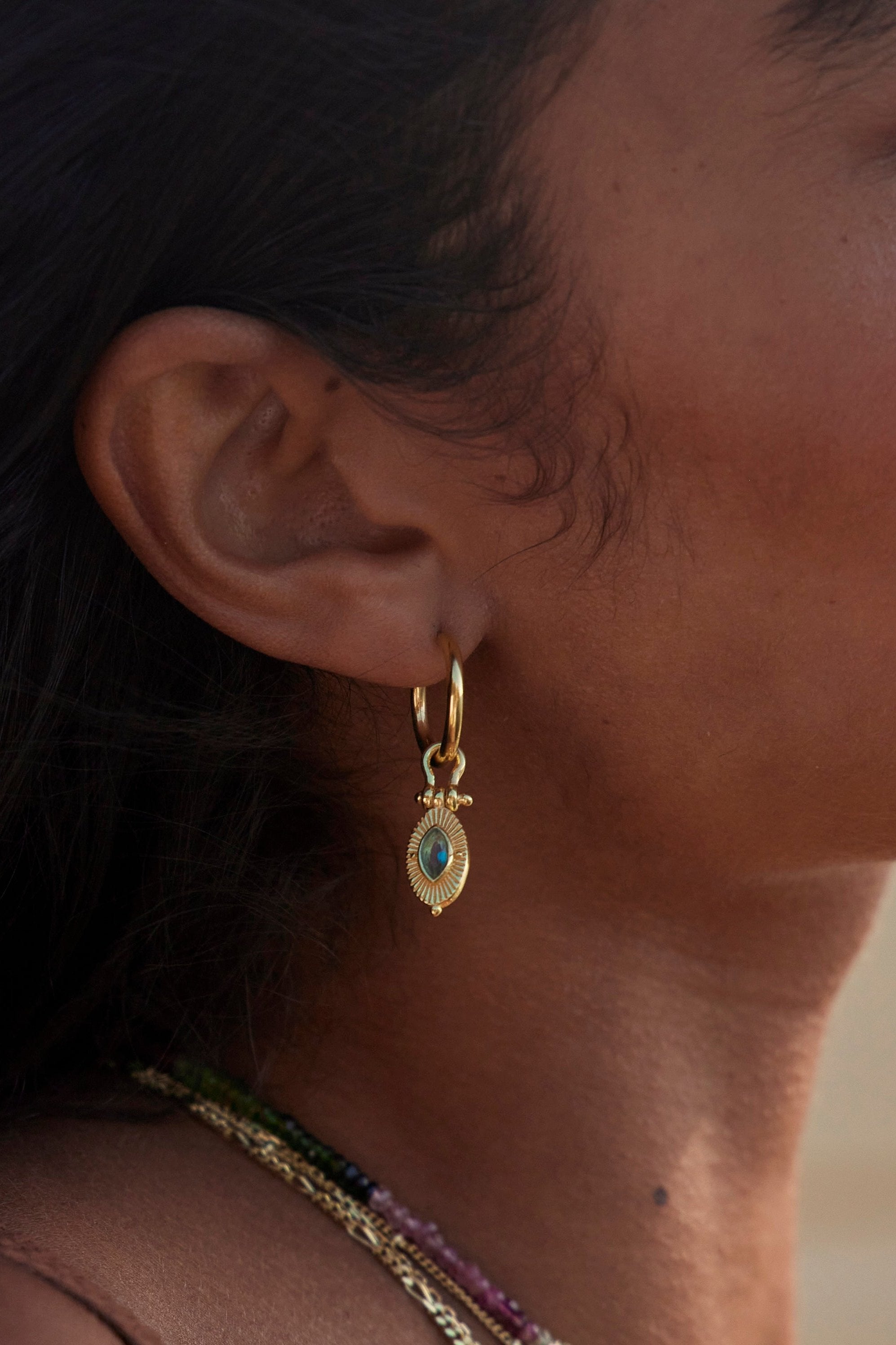 Radiance Apatite Gold Hoops