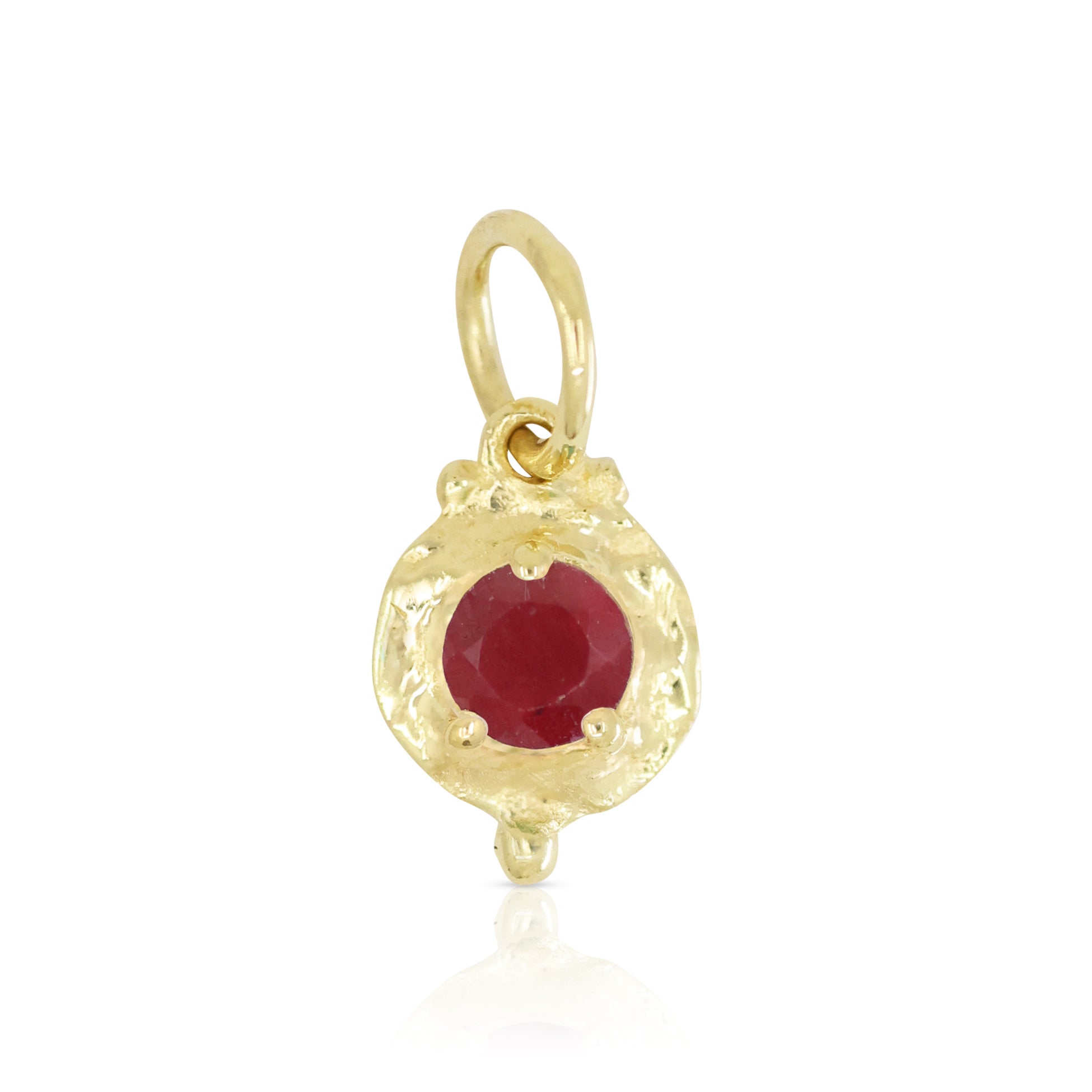 July Ruby Gold Birthstone Necklace Charm
