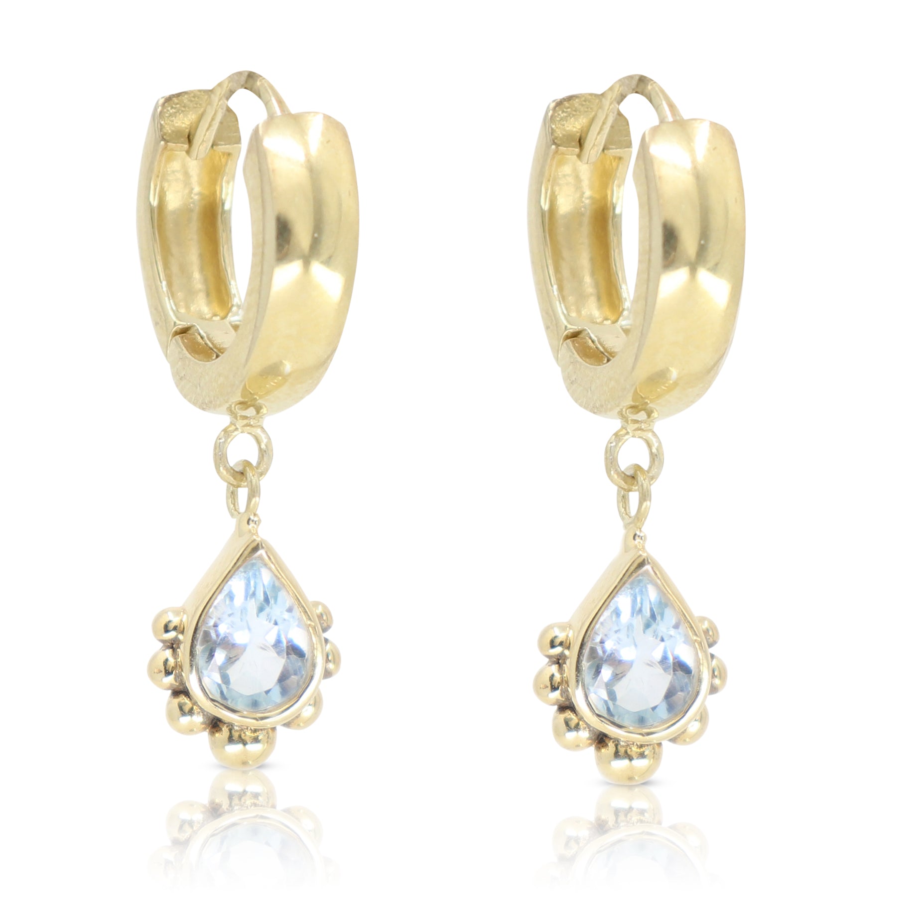 Pebble Topaz Gold Huggies