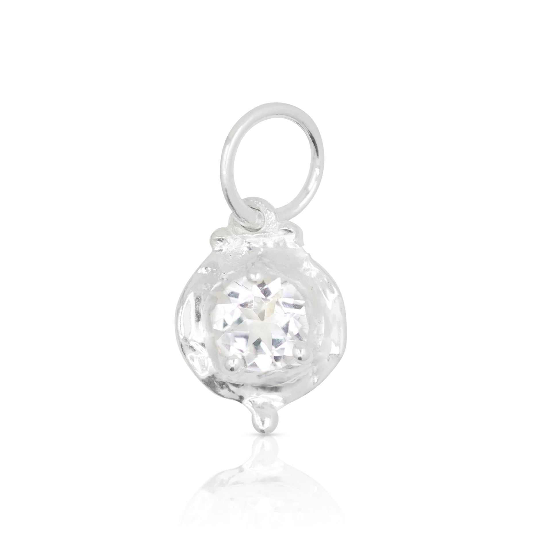 April Topaz Silver Birthstone Necklace Charm