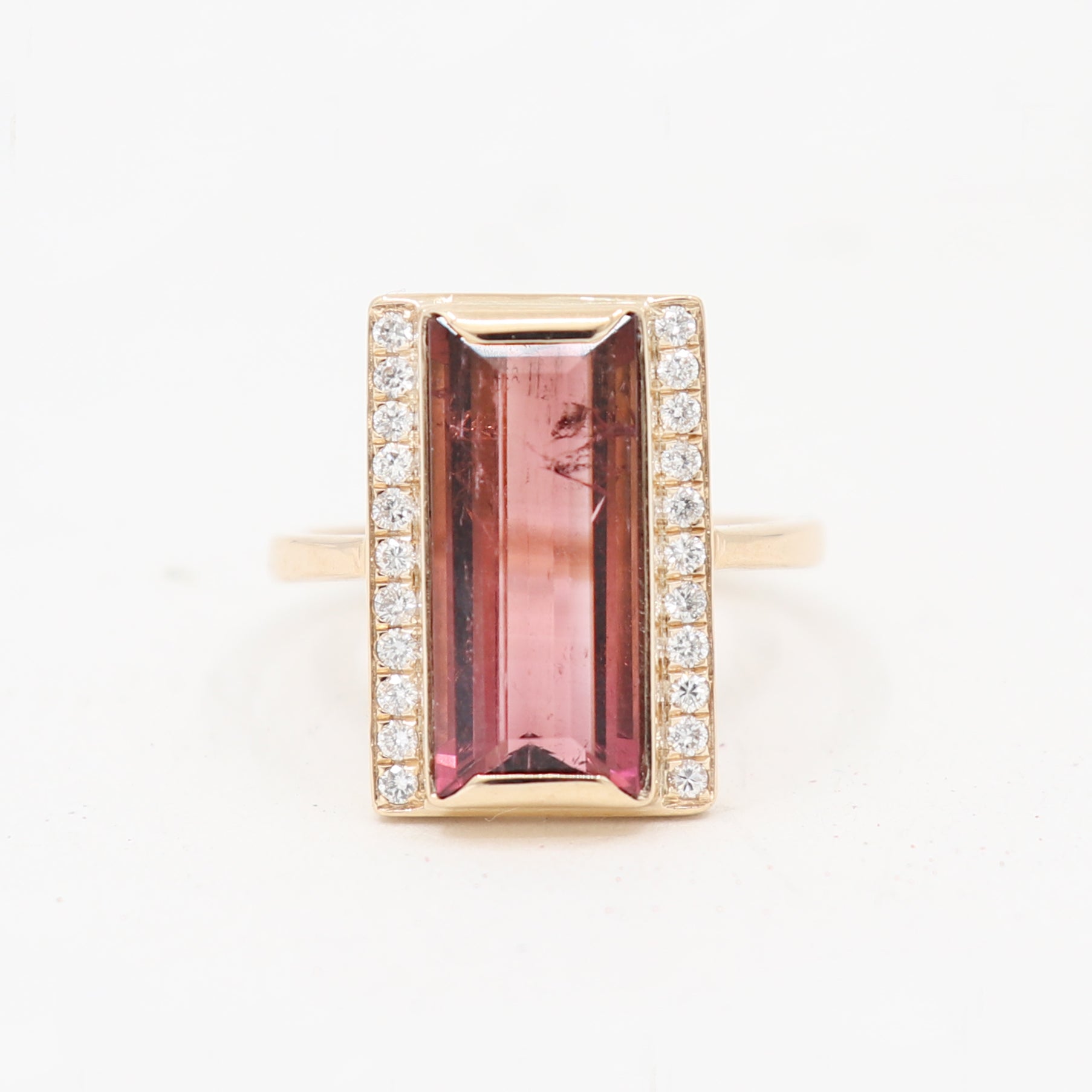 Raspberry Tourmaline and Diamond Ring
