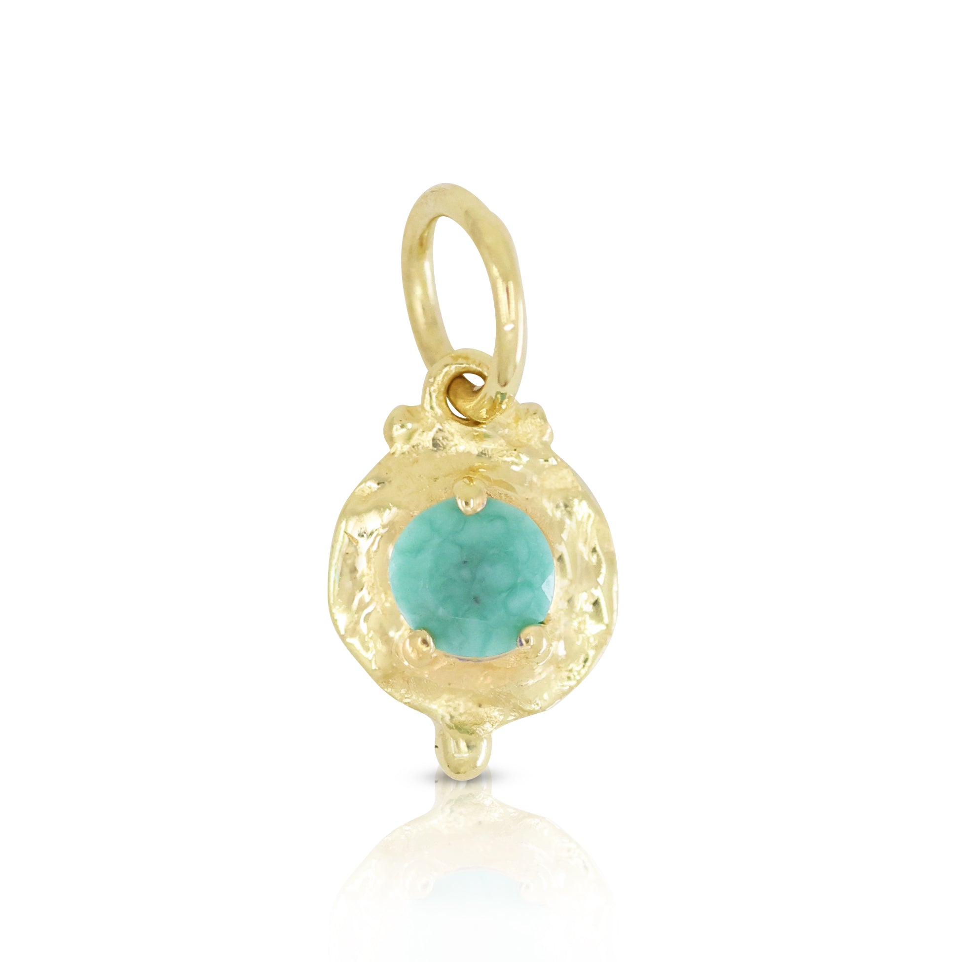 December Turquoise Gold Birthstone Necklace Charm