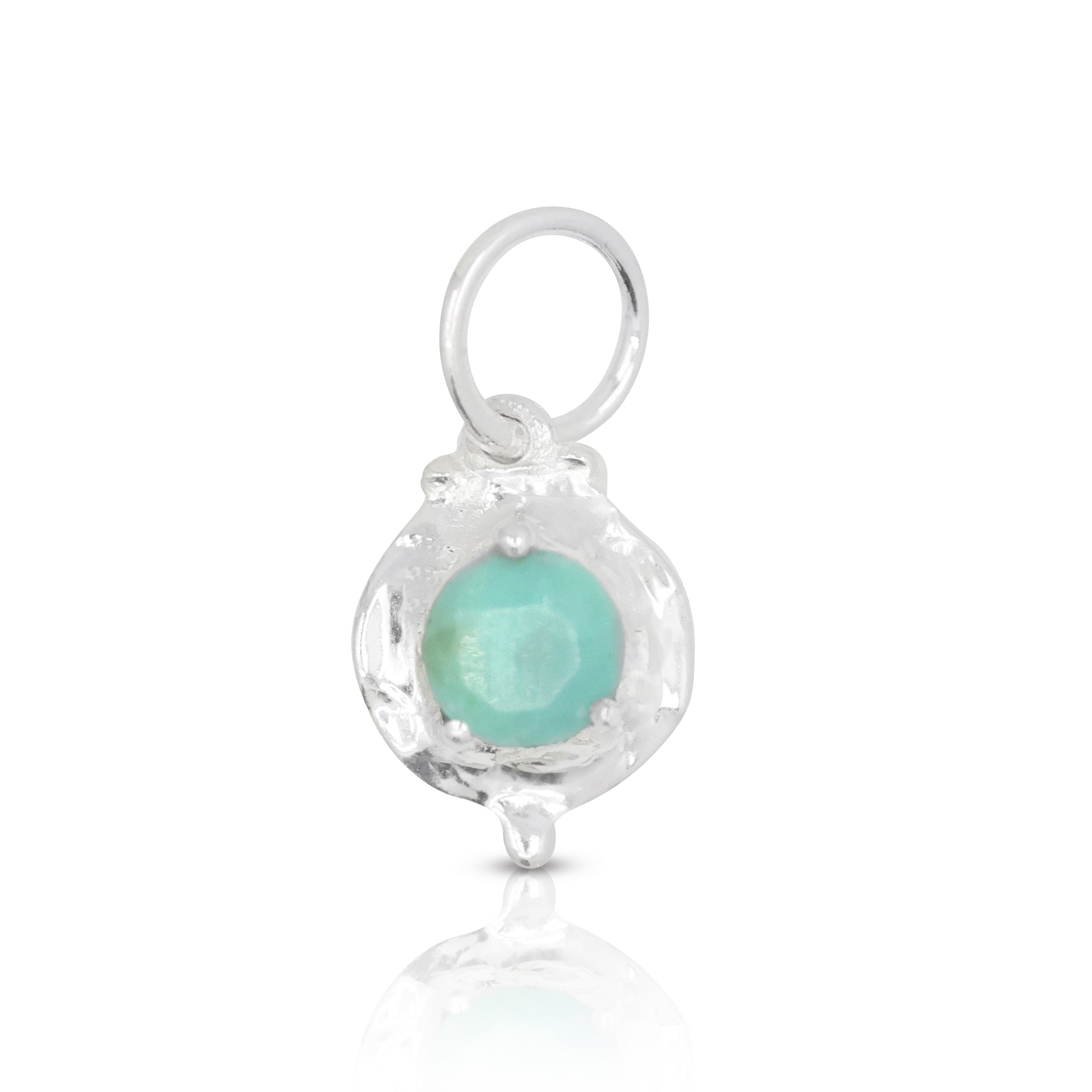 December Turquoise Silver Birthstone Necklace Charm
